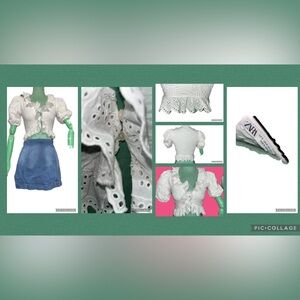 Zara womens embroidered white top